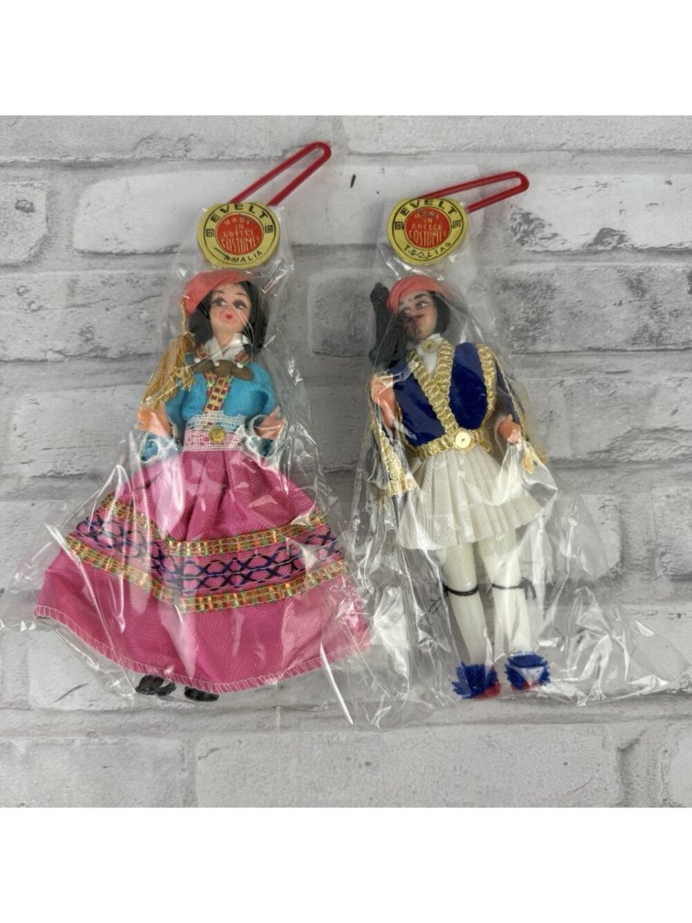Evelt Traditional Greek Costume Dolls Amalia & Tsolias New 6.75" Lot of 2